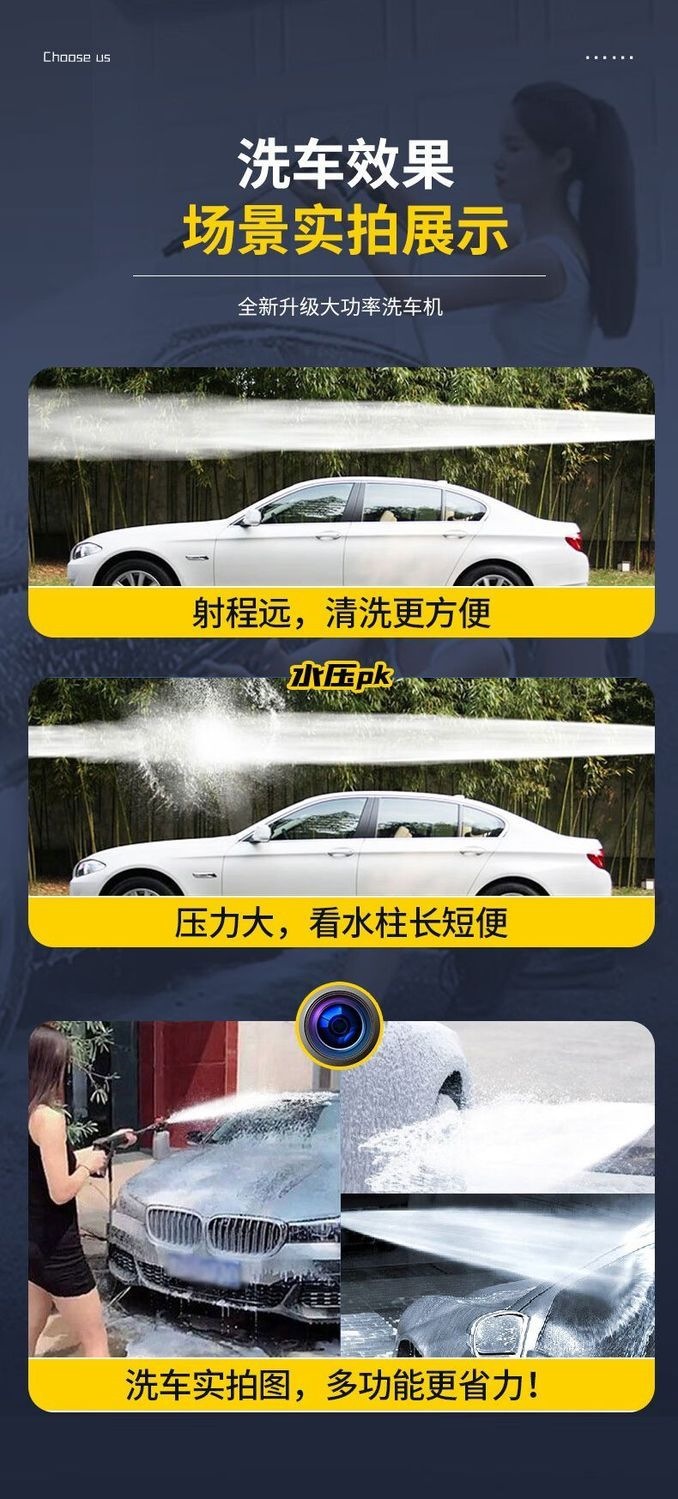 Car Washing Machine 220V High-Pressure Water Gun for Home Use, Powerful Cleaning with Pump Head, New Model 25, High-Power Copper-Coated Aluminum