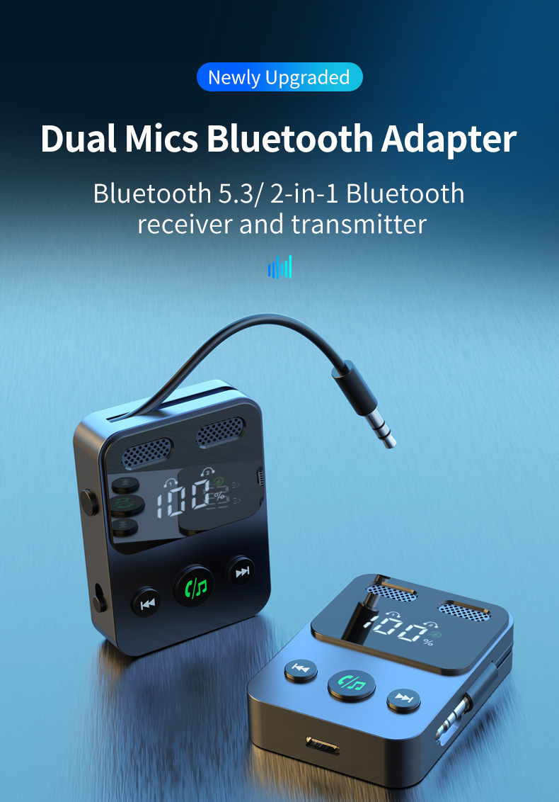 BR17 Bluetooth receiver transmitter with subwoofer one-to-two integrated storage cable audio two-in-one adapter