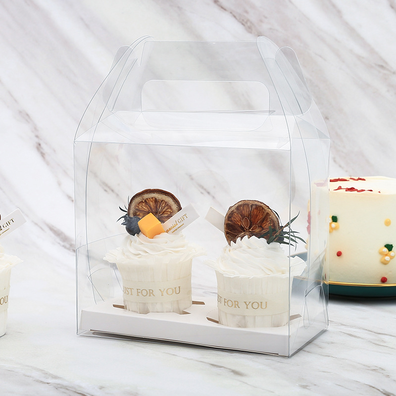 手提透明蛋糕盒批发加高单粒双粒马芬杯定制生日烘焙西点包装盒子
