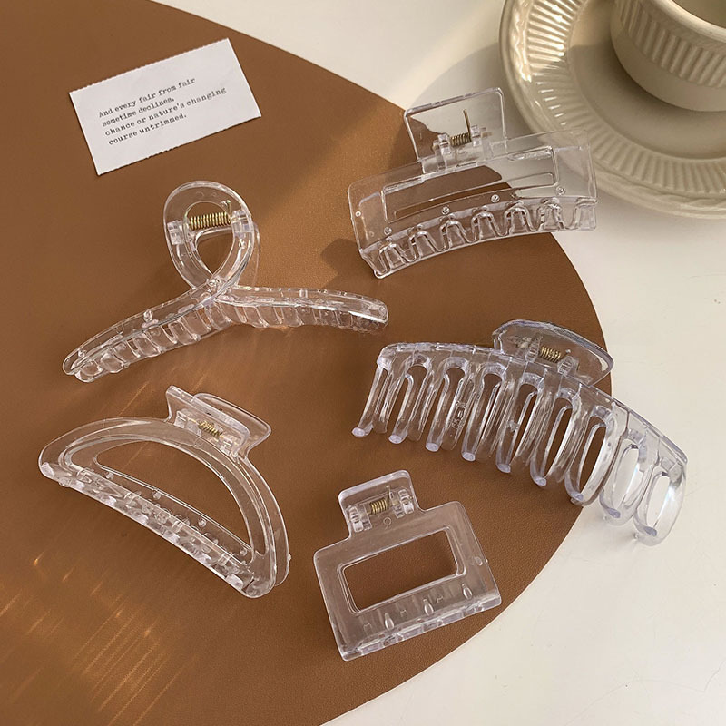 Fermaglio per capelli unisex semplice bianco trasparente per la parte posteriore della testa femminile fermaglio per capelli in plastica fermaglio a squalo_voghion.com