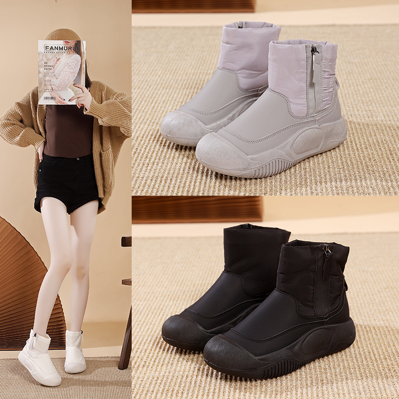 2024 가을과 겨울 새로운 여성 신발 두꺼운 기모 마틴 부츠 코튼 부츠 패션 높이 얇은 스노우 부츠 YB-99