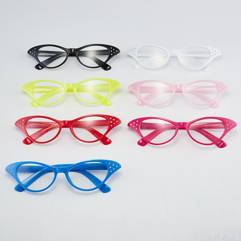 2023新款新款镶钻韩版时尚复古眼镜男女平光猫眼眼镜(三角钻)