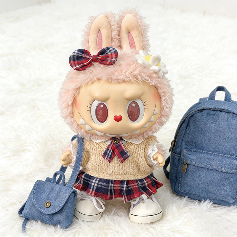 Ropa de muñeca de peluche de vinilo Labubu de 38cm para ropa de muñeca La Bu Time to Chill