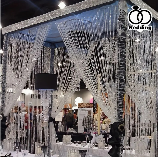 Acrílico de plástico transparente cristal cuentas árbol de navidad decoración para el hogar boda tabla de techo flores artesanías cortina colgante