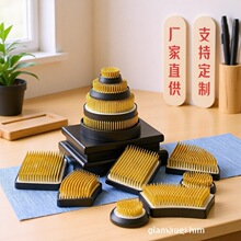 剑山铜针插花器圆形小原流池坊草月流中式日式插花固定器底座剑山