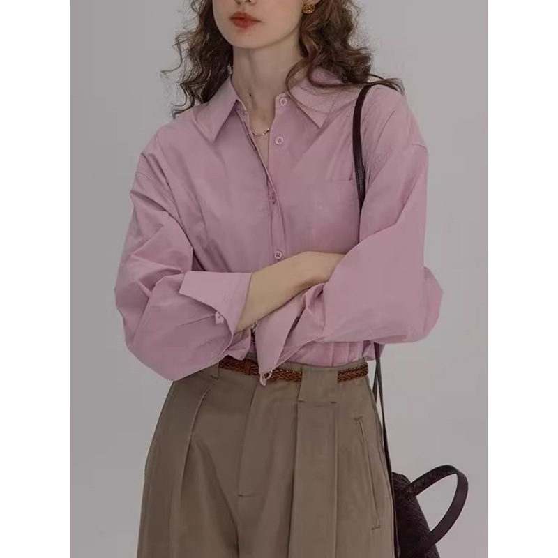 Classic Dopamine Purple Shirt Women's 2025 Early Spring New French Style Retro Commuting Elegant Casual Long Sleeve Shirt