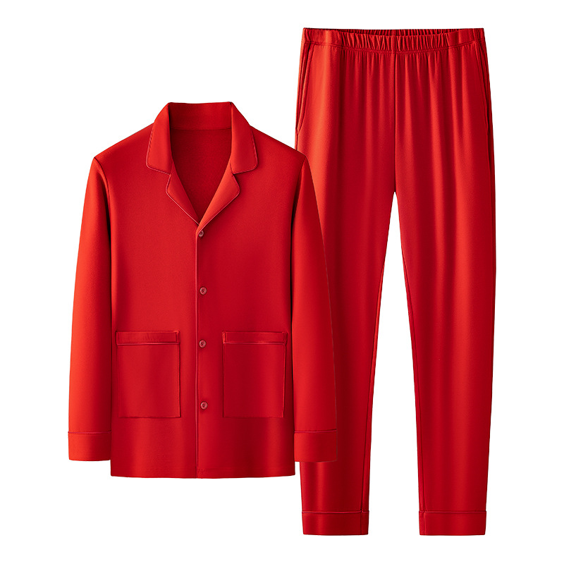 Nueva pareja de terciopelo de doble cara Tensi Pijamas de punto de nacimiento más terciopelo engrosamiento boda rojo cálido servicio a domicilio