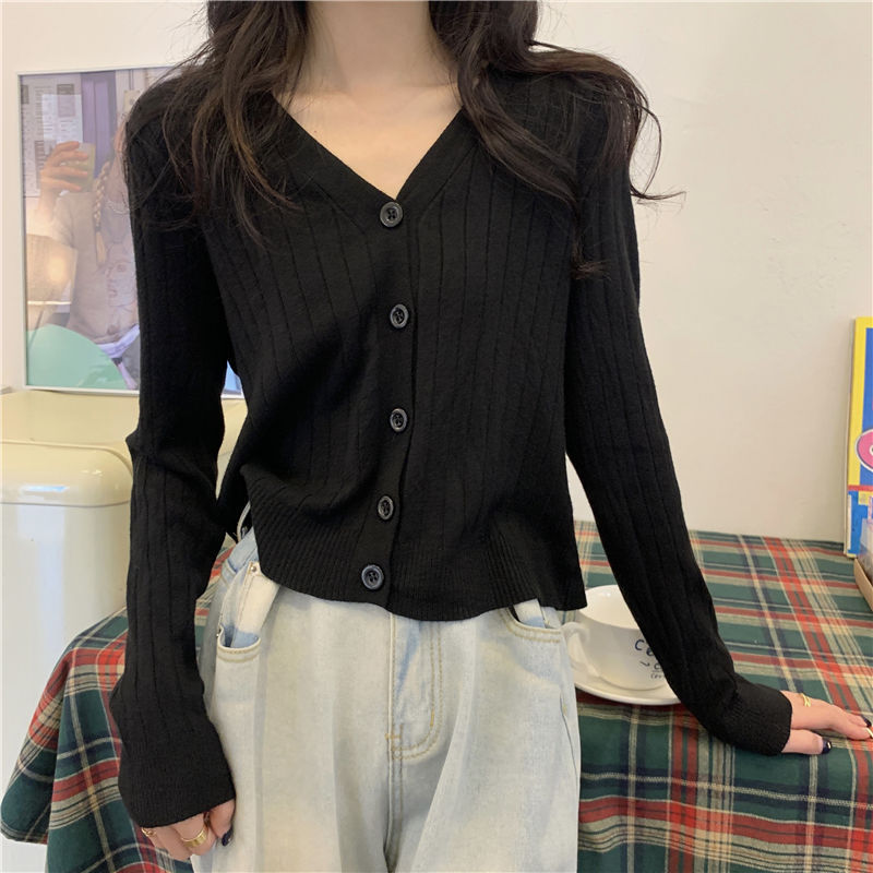 春装粉色v领针织打底衫女开衫设计感小众感内搭显瘦别致上衣厂家|undefined