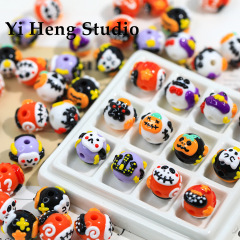 万圣节系列重工手绘珠 diy直孔串珠材料自制手链项链手机链挂件