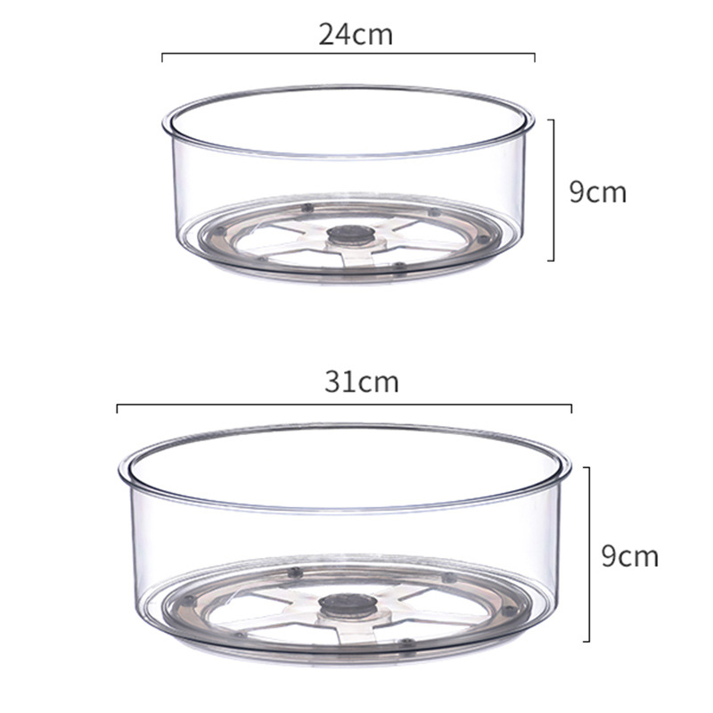 批发厨房梳妆台杂物360度旋转收纳盒置物架透明化妆护肤品转盘调