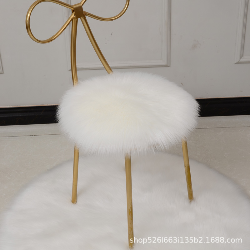 Cloth Pillow Pure Color Thickened Butterfly Chair Cushion Plush Chair Cushion Office Chair Cushion Round Orange Long Hair Cushion