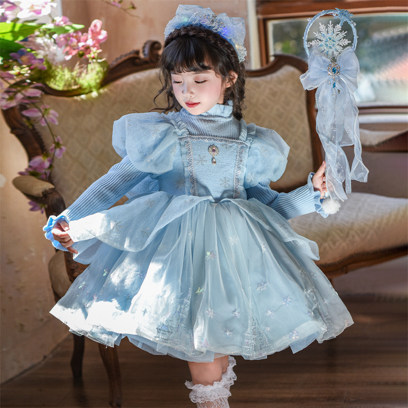 女童爱莎公主裙2025秋冬新款儿童艾莎连衣裙生日礼服蓬蓬裙子|undefined