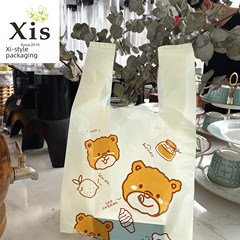Plastic Tote Bag Large Back Pack Cartoon Cute Lemon Bear Supermarket Shopping Bag Gift Bag Toy Decor