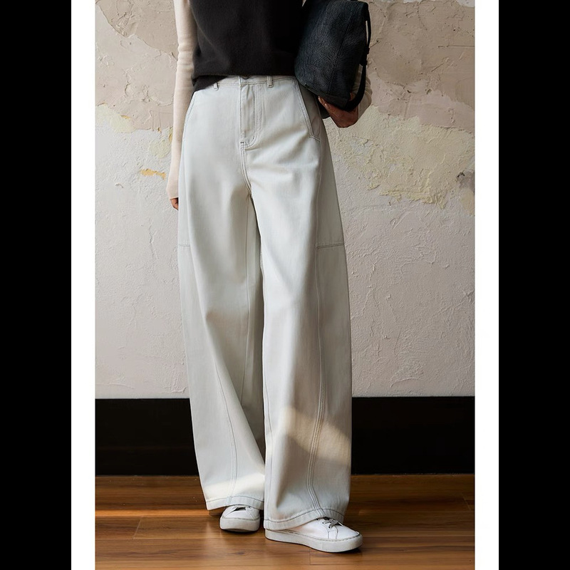 【Godox】Jeans Banana Pants Structure Split Tangent Cocoon Pants Solid Color Loose Versatile Casual Pants 2538
