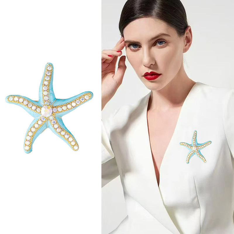 European and American Ins Popular Starfish Brooch Niche Elegant Beach Vacation Marine Life Style Jewelry Can Be Encrypted European and American Ins Popular Starfish Brooch Niche Elegant Beach Vacation Marine Life Style Jewelry Can Be Encrypted