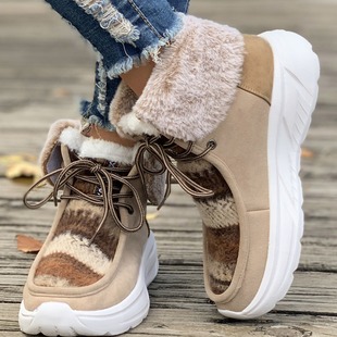 Foreign Trade Hot Style Winter New Thick-Soled Snow Boots for Women with Velvet and Thickeneding Large Size Cross-Border Overlock Cotton Shoes Wholesale