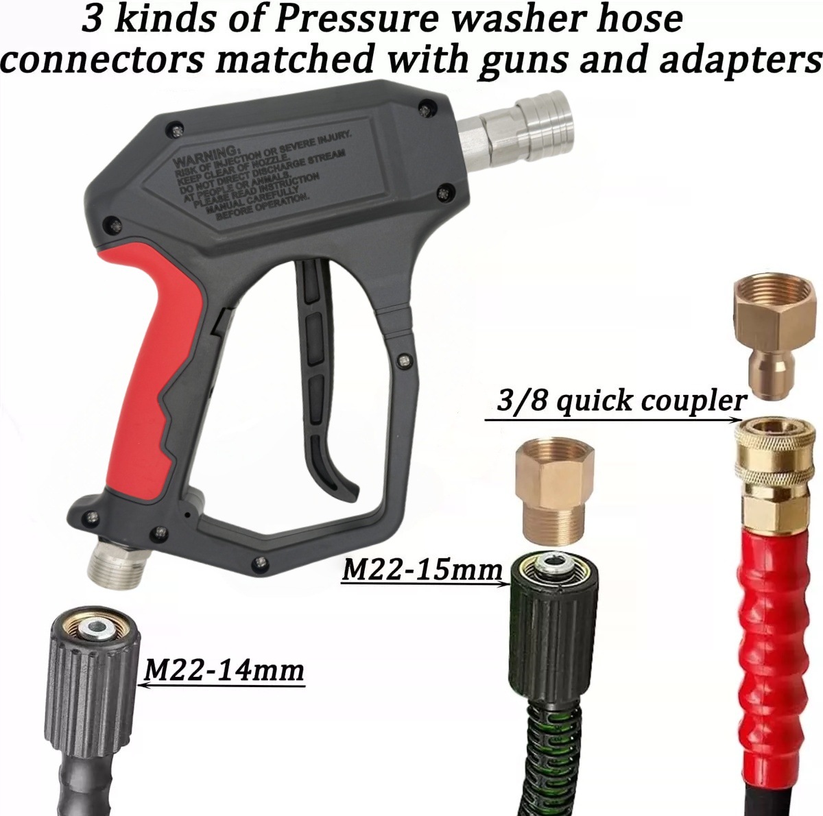 Car Wash High-Pressure Water Gun Head 3600Psi Household High-Pressure Car Washing Machine High-Pressure Cleaning Machine Water Gun Set
