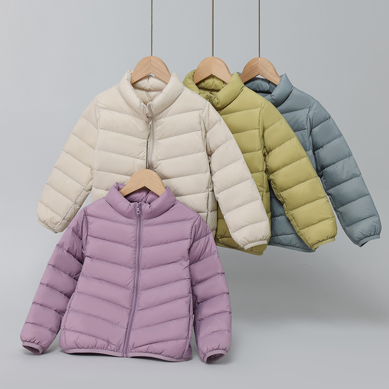 Youjia Clothing Autumn and Winter Children's Stand Collar Lightweight down Jacket Liner Warm Boys Girls Medium and Large Children's Jacket 90 Velvet