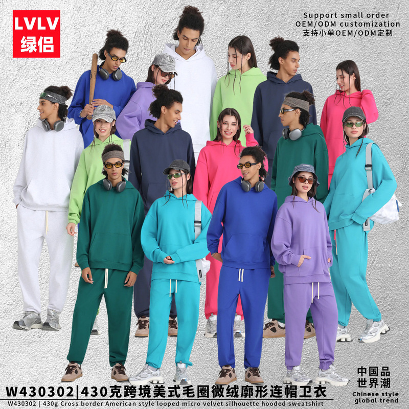 Lvlv2025 New Heavyweight 430g Terry Hooded Sweatshirt American Style Cross-Border High-Quality Trendy Brand Unisex Hoodie Lvlv2025 New Heavyweight 430g Terry Hooded Sweatshirt American Style Cross-Border High-Quality Trendy Brand Unisex Hoodie