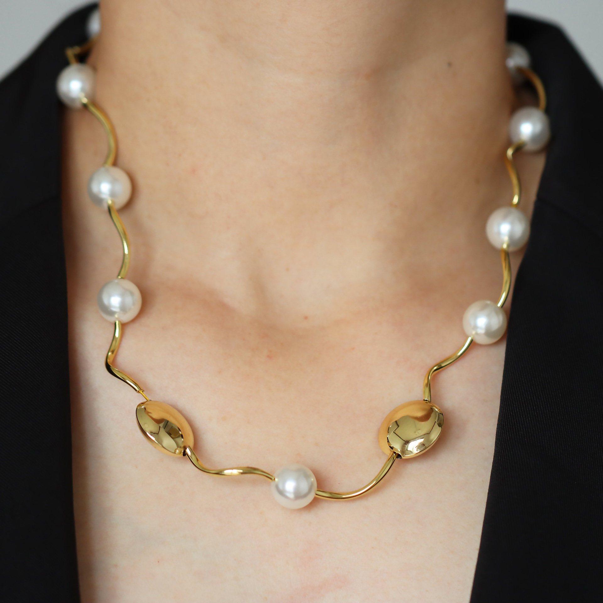 Round Pattern Simple Style Classic Style Round Imitation Pearl Copper Wholesale Necklace