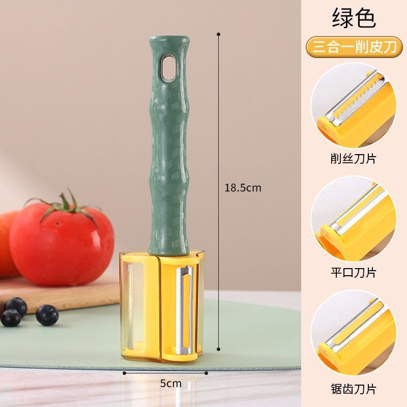 Cuchillo de peeling multifuncional 3 en 1 cuchillo de peeling rotativo casero cuchillo de raspado cuchillo de raspado cuchillo de frutas de patata de cocina