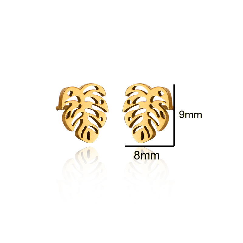 Nuevos productos de comercio exterior transfronterizo: pendientes minimalistas de acero inoxidable con diseño de flor, palmera y corona, estilo japonés y coreano, disponibles para venta al por mayor. image 9