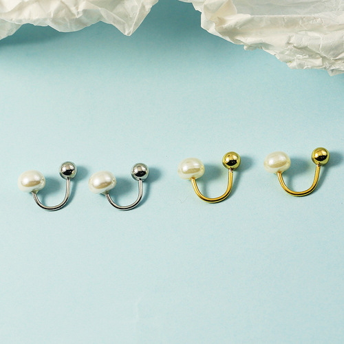 Pearl screw earrings for women  new trendy retro French light luxury high-end niche design versatile ear hooks