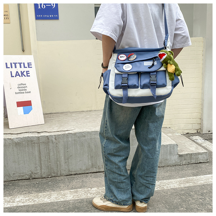 Korean ins fashion single-shoulder crossbody bag, trendy brand color sports bag, middle and high school schoolbag, college student class backpack undefined