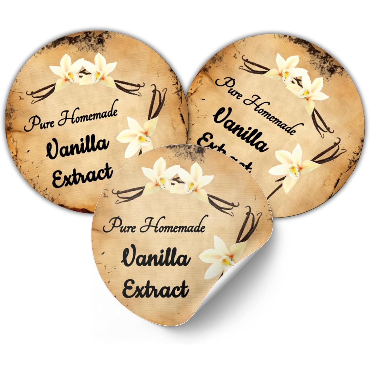 圆形香草提取液标签自粘贴纸高品质圆形瓶贴