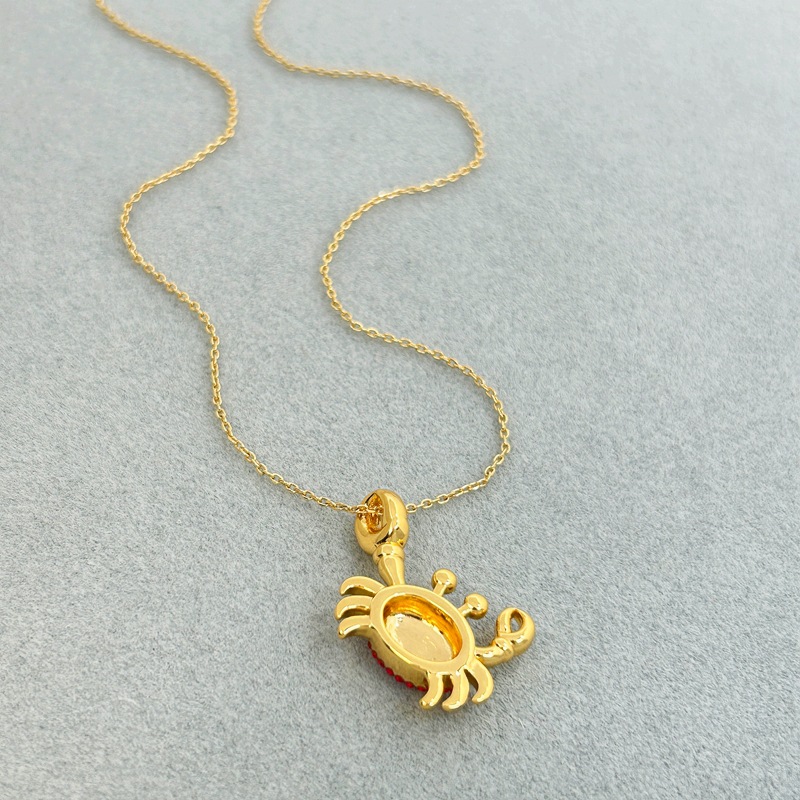 Plating Design 1 Pair Cute Japanese Style Crab Plating Brass Zircon Ear Studs