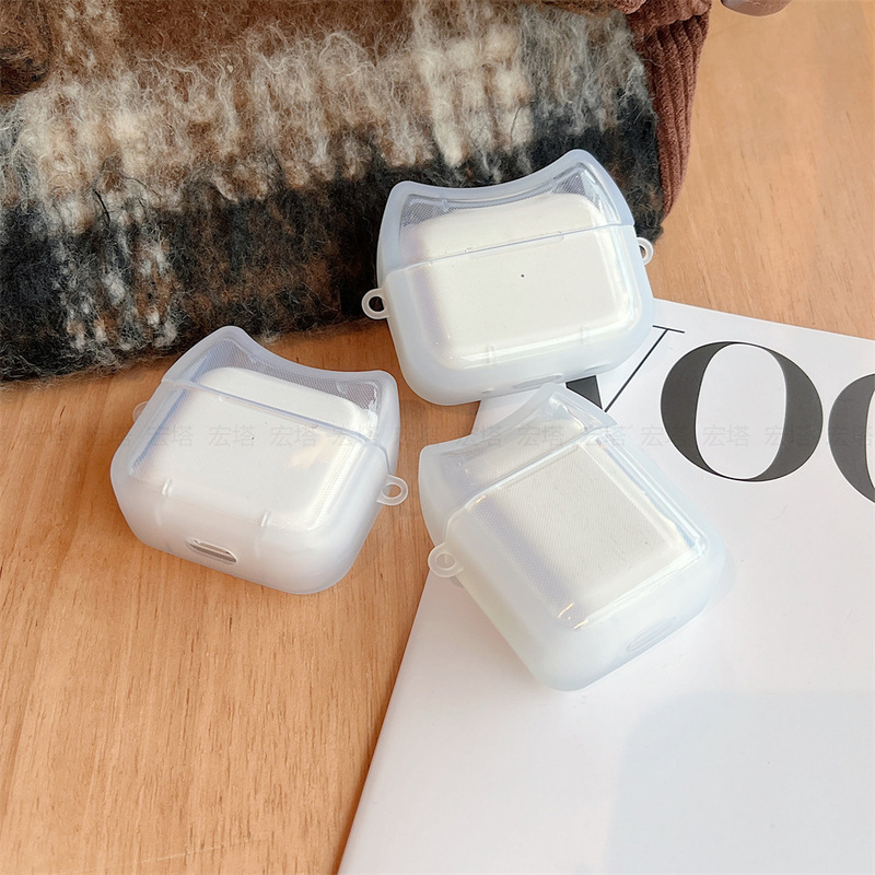 Cartoon Cute Cat Ears Suitable for Apple Earphone Case AirPods 4/Pro3 Protective Cover Double Ear Lanyard Ear Hook