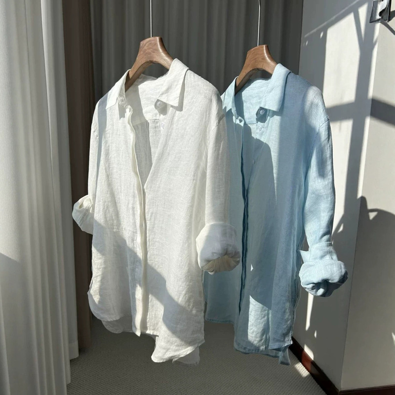Korean Style Sun-Protective Linen Shirt for Women, Summer Thin Loose Casual Solid Color Commuter Shirt, Cross-Border Wholesale