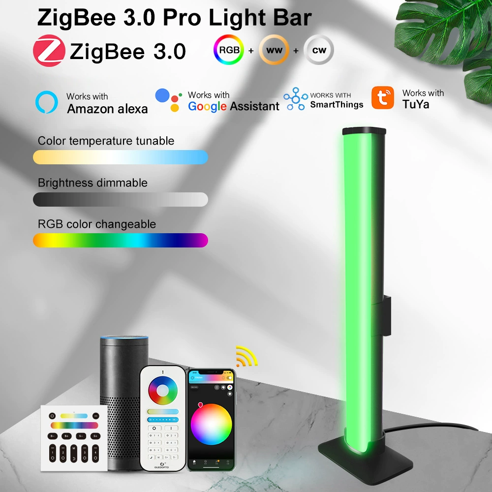 Tuya ZigBee3.0 Прикроватный атмосферный светильник RGBCCT Ночной светильник для спальни Настольная лампа E-Sports Атмосферный светильник Колонный светильник