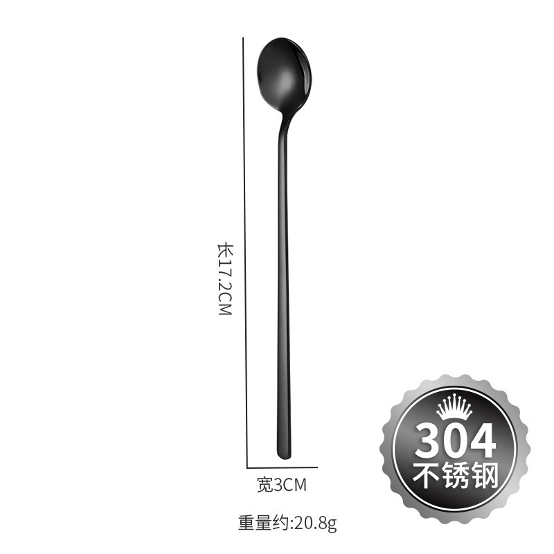 304 de acero inoxidable cuchara redonda pequeña cuchara de café cuchara de mango largo cuchara de mezcla cuchara de postre hogar cuchara de helado fábrica al por mayor