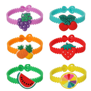Fruit bracelet children's cute cartoon grape strawberry watermelon PVC bracelet children's single hole love bracelet gift