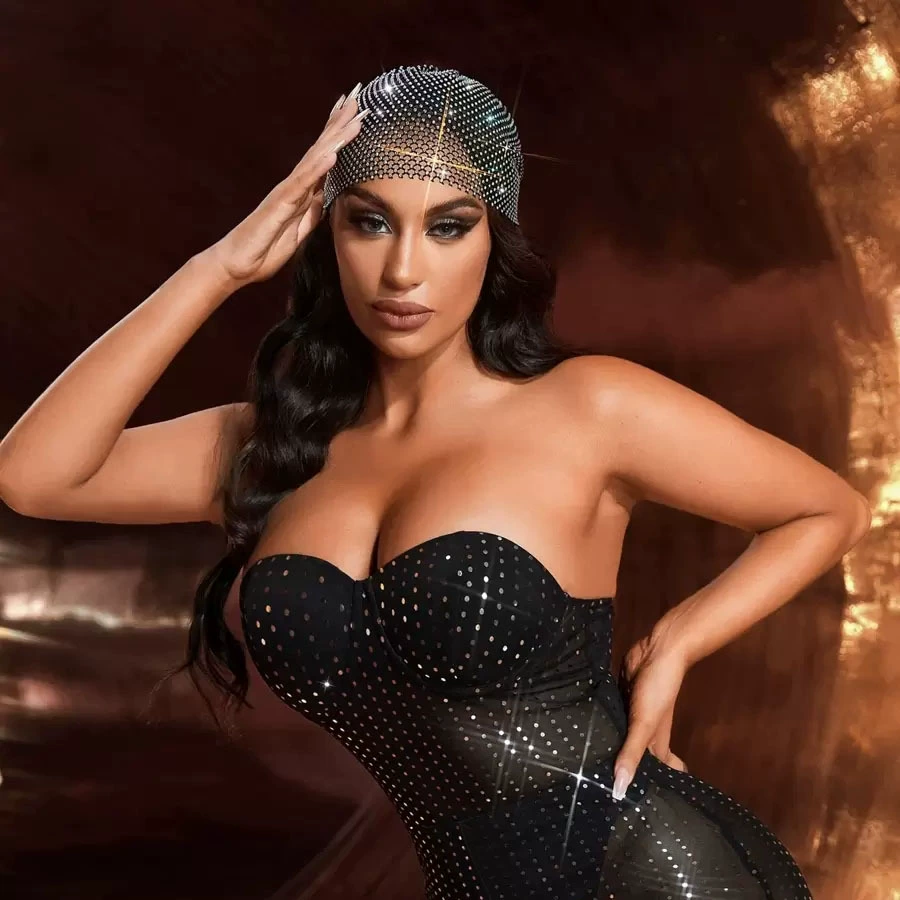 Европейские и американские трансграничные аксессуары. Популярная популярная эластичная сетчатая шляпа с бриллиантами от Amazon. Эластичная повязка для волос. Персонализированная шляпа для волос со стразами.