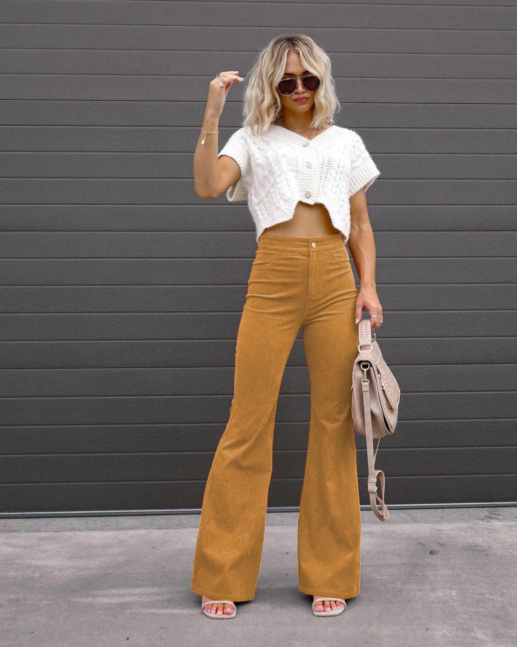 Women's Daily Street Simple Style Solid Color Full Length Pocket Flared Pants display picture 12