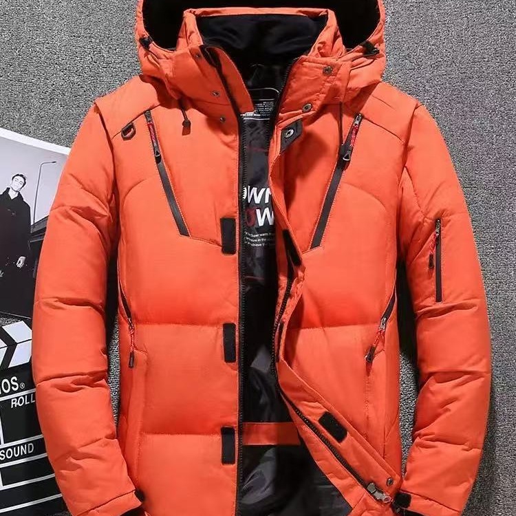 跨境【跨境】羽绒服男式短款冬季休闲户外加厚连帽冬装外套亚