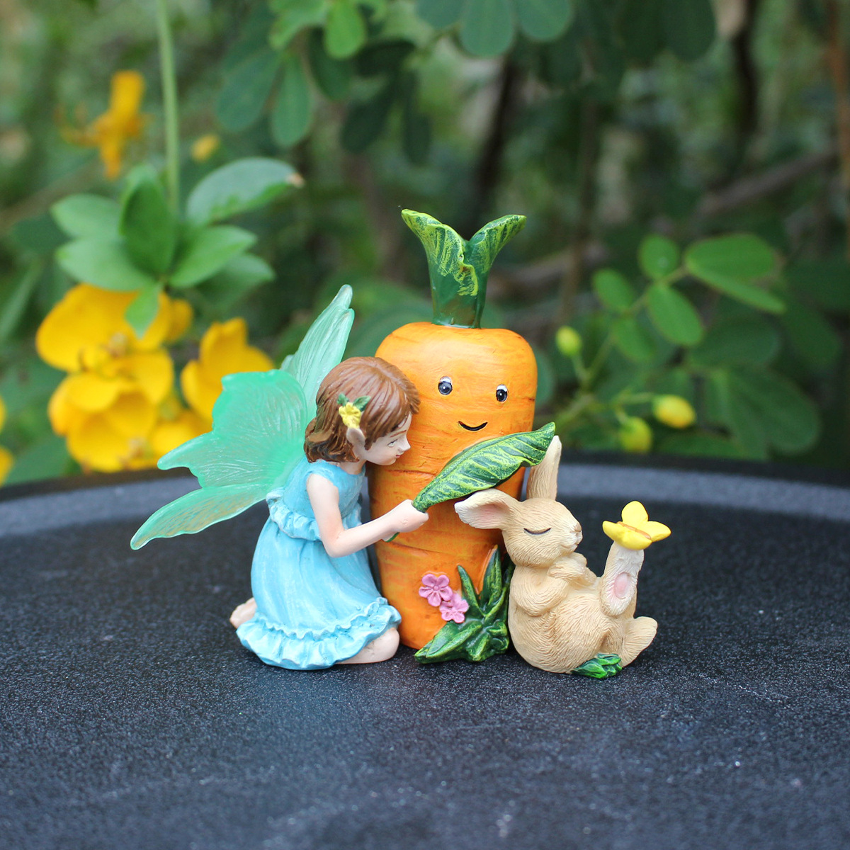  New Radish Flower Fairy Luminous Effect Bonsai Ornaments Animal Garden Lawn Decoration Resin Crafts