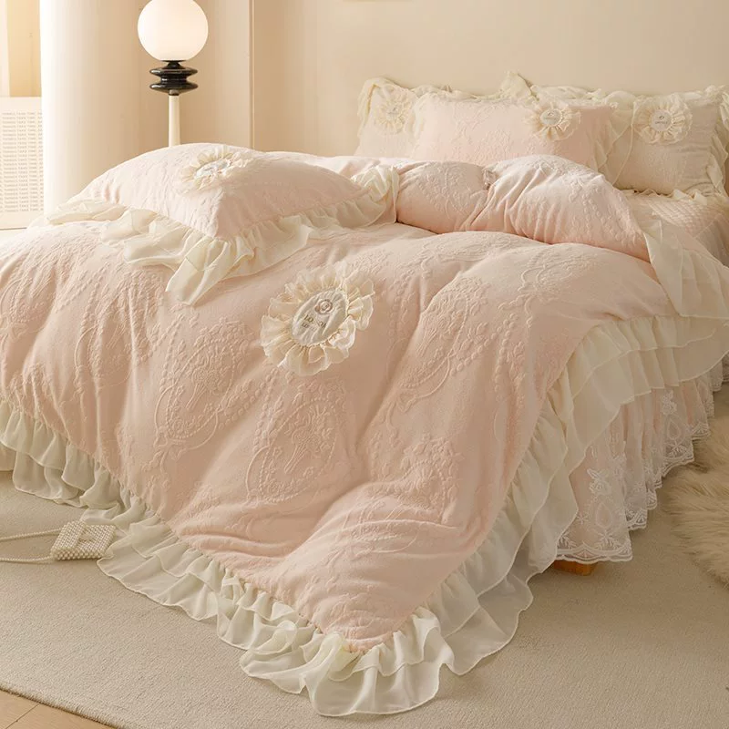 M & Французский резной молочный бархат хлопчатобумажная юбка из четырех частей