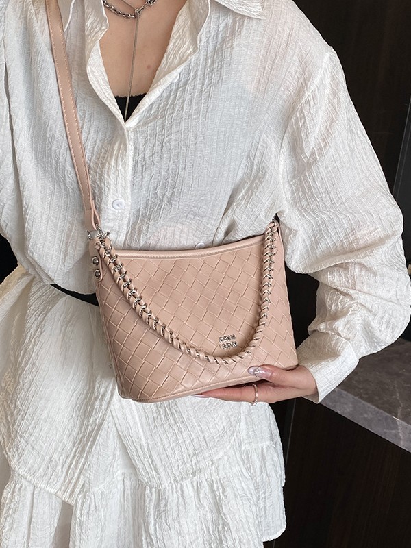 Comercio exterior transfronterizo cadena de moda tejida bolso de cubo portátil mujer 2025 nuevo estilo de alta calidad mochila de viaje