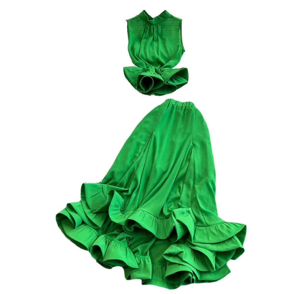 Elegant Sleeveless Blouse & Mermaid Skirt Set – High Waist Tailored Fit (5 Colors, One-Size)​_ecoleips.com