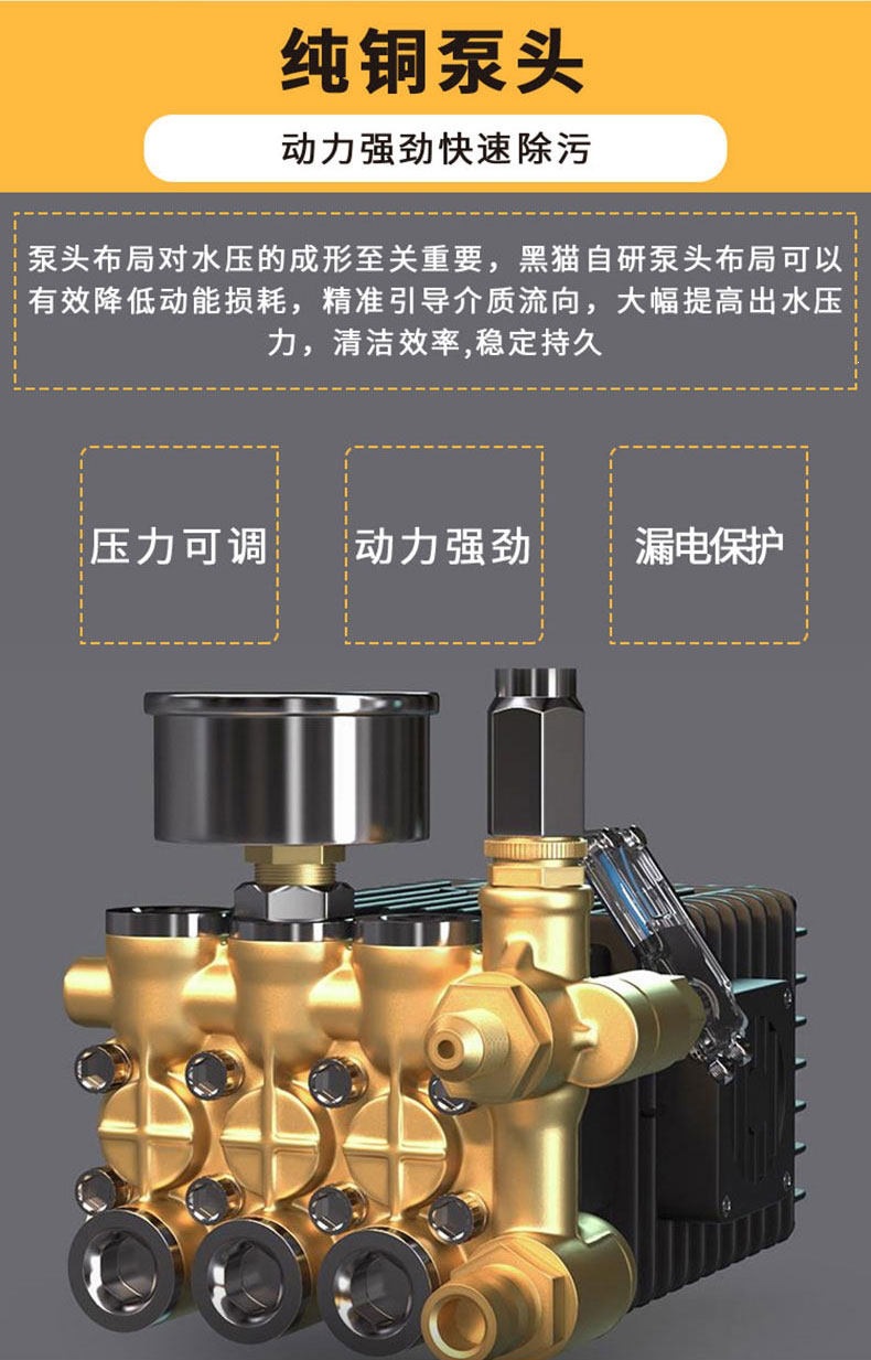 Black Cat High-Pressure High-Power Car Washing Machine 380V Industrial Cleaning Machine 220V Household Farm Commercial Car Washing Tool