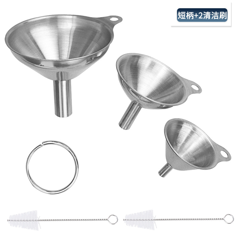 Embudo de acero inoxidable de tres piezas MINI embudo de aceite vinagre de vino especias aceite esencial salsa de llenado de fugas de aceite doméstico vino
