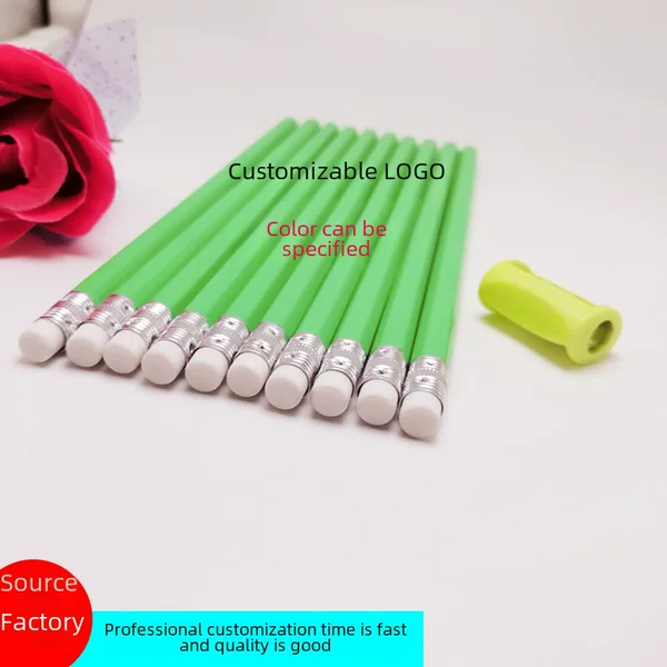 Factory direct supply first grade students writing HB pencil hotel supplies hexagonal wooden leather pencil wholesale