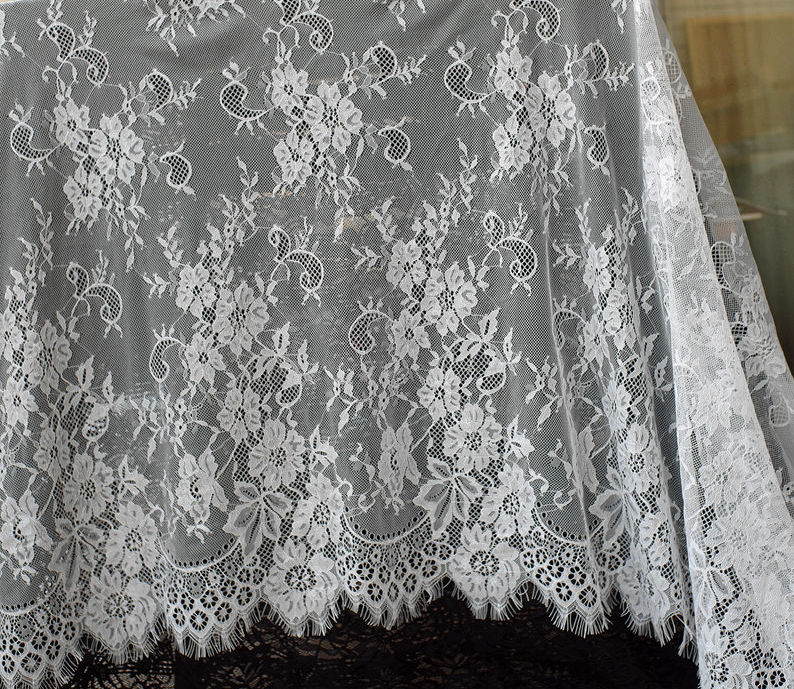 1.5 M × 3m pestañas suaves tela de encaje DIY ropa falda cortina de escritorio tela de fondo decoración