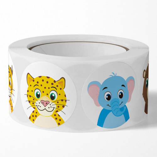 Children's cartoon animal stickers baby stickers kindergarten English teacher inspirational little red flower reward roll stickers