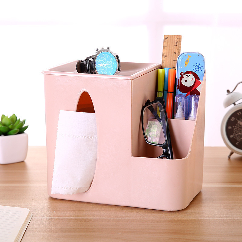 Caja del tejido del hogar simple tubo de tejido multifuncional sala de estar caja de la servilleta de plástico tejido de escritorio organizar caja de almacenamiento