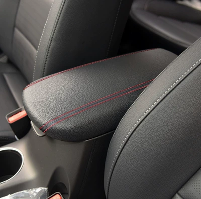 Suitable for 12-22 Kia K3 Central Armrest Case K3 Armrest Case Protective Leather Case Armrest Case Cover Refurbished (Armrest box) - 12-18-black-leather-red-line