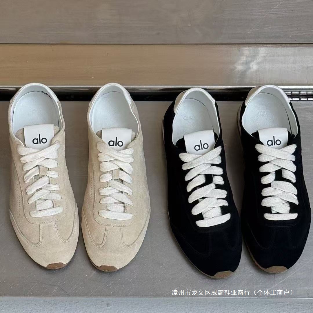 新品ALO Sunset 新款女士运动休闲鞋绒面革简约低帮薄底运动鞋
